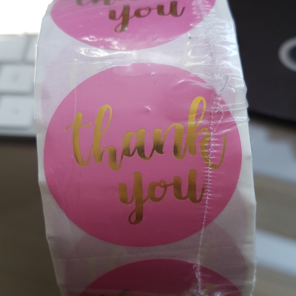1000 pieces Pink Gold Thank You Stickers 1.5" inch - Picture 1 of 2